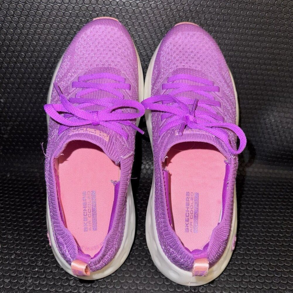 Skechers Women's Purple Knit Athletic Slip-On Sneakers - Picture 6 of 8
